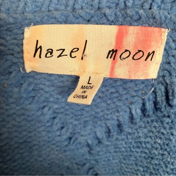 Hazel Moon Sweater Cropped Chenille Vivid Blue Size Large - Picture 2 of 12